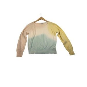 White + Warren 100% Cashmere Ombre Sweater XS Pastel Peach Yellow Mint Green